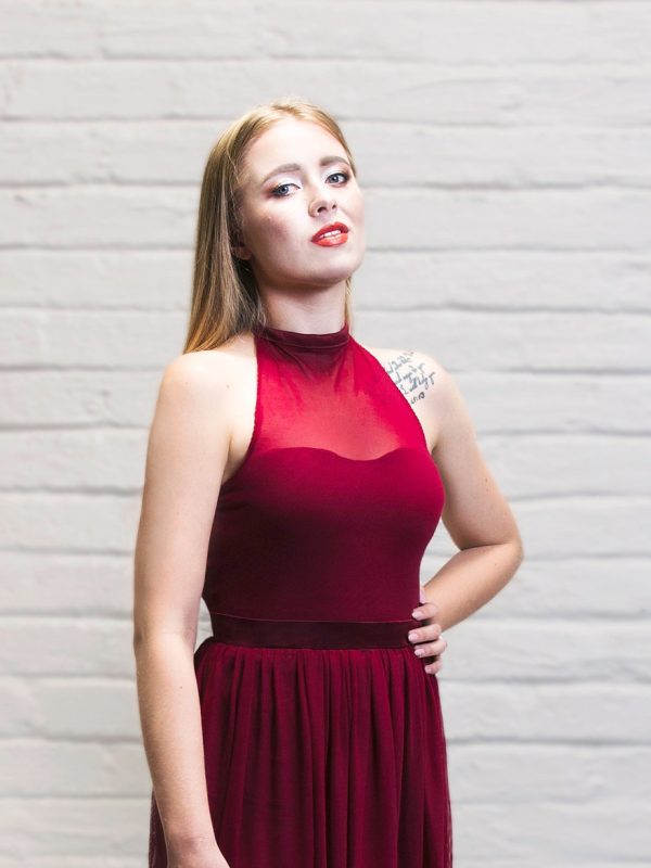 Burgundy halterneck bodysuit